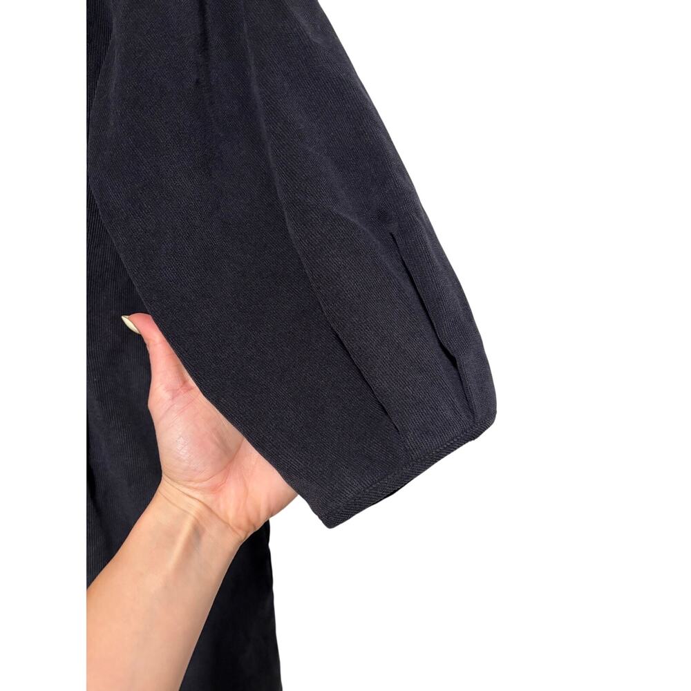 Zara Women’s Black Faux Suede Shift Dress Balloon Sleeve Back Zip Size Medium - Picture 7 of 10